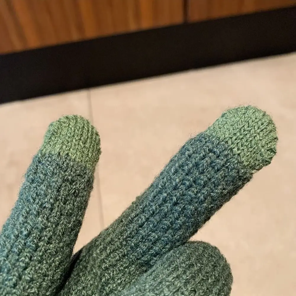 Guantes coreanos cálidos de punto para invierno, guantes de pantalla táctil a prueba de viento de Color sólido, guantes de ciclismo gruesos para hombres - imagen 3