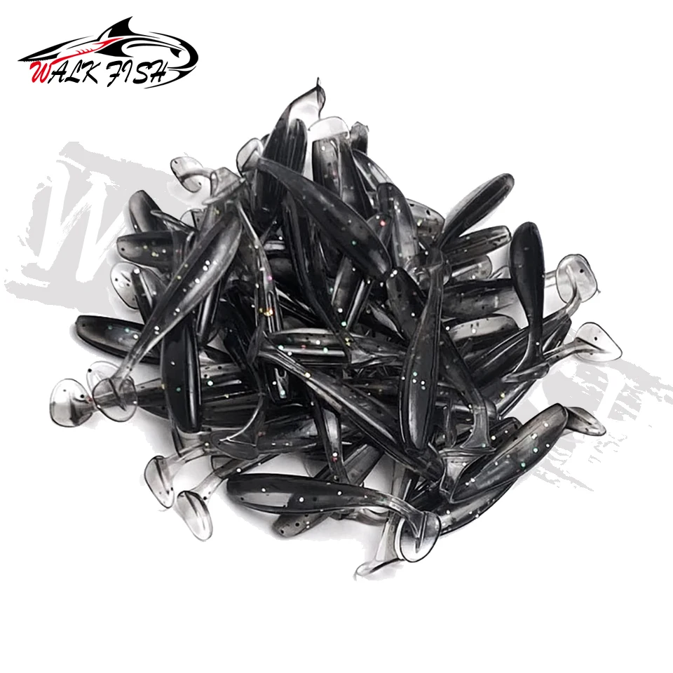 WALK FISH-señuelo suave de silicona para pesca, 20 piezas de 40mm, 0,5g, cola en T, sábalo Wobbler, gusano de mar, Swimbait, Streamer - imagen 4