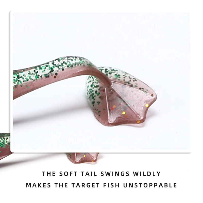 HAIMALUO-Señuelos de Pesca de 65mm y 75mm, cebos blandos de cola en T, Wobblers, carpas, lucios, Swimbait, cebos artificiales de plástico - imagen 4