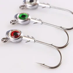Anzuelos Jig Head acero carbono ojos grandes para vinilos