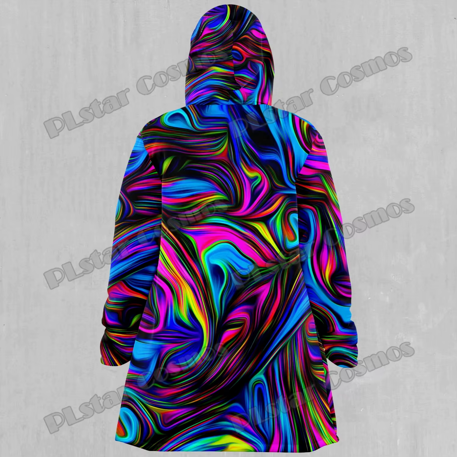 Ondas psicodélicas coloridas 3D completamente estampadas para hombre capa con capucha forrada de Sherpa invierno Unisex Casual gruesa capa cálida DP83 - imagen 5