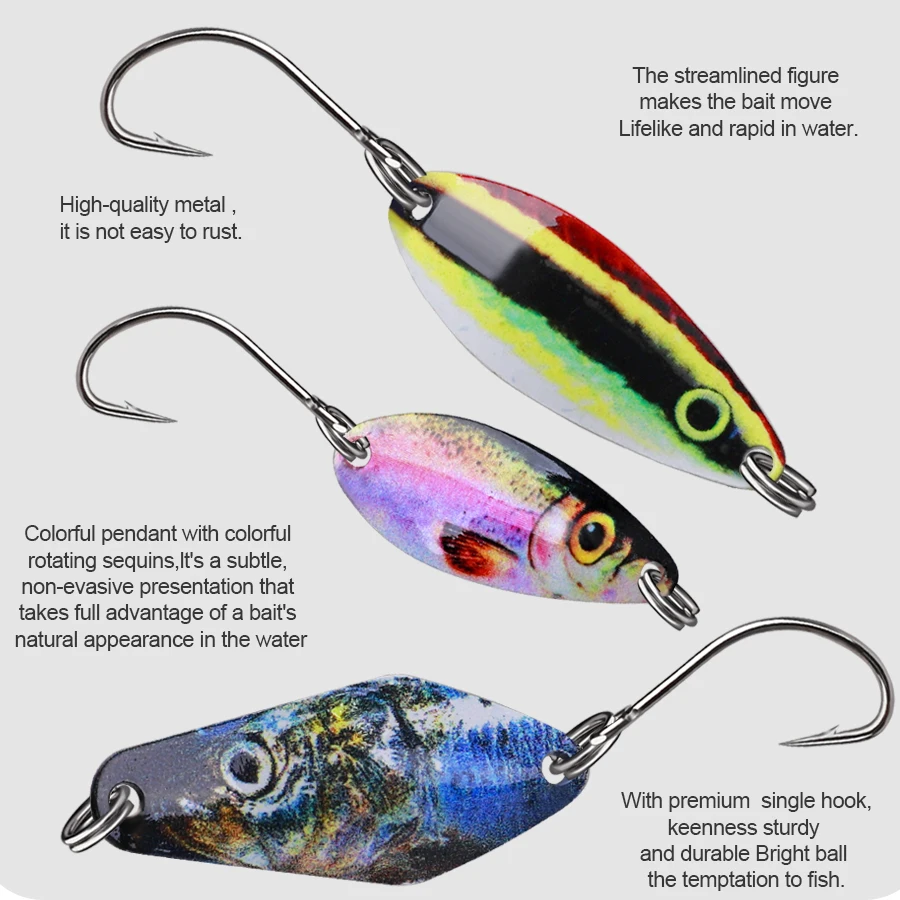 FTK Pesca Stream cebo trucha cuchara cebo MIU 2,5g 3,5g 5,5g Spinner cobre Metal cuchara de Pesca señuelo para trucha perca Lucio salmón - imagen 3