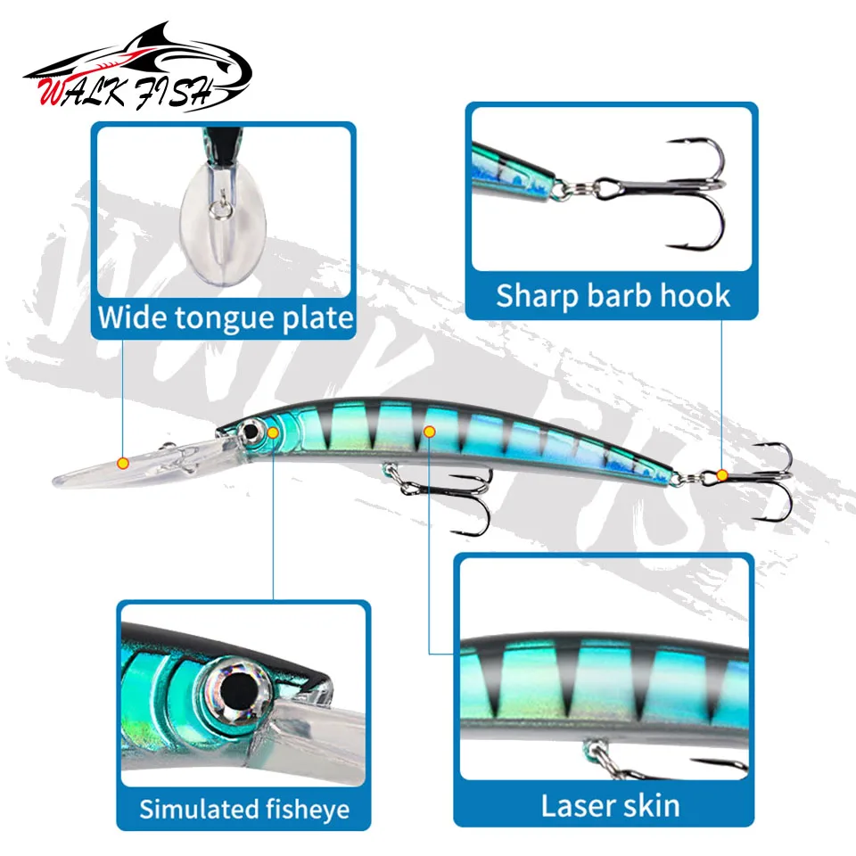 WALK FISH-señuelo de pesca de pececillos biónicos, cebo duro Artificial para curricán de lubina, 15,3 cm, 16g, Crankbait, Wobblers, ojos 3D para pesca de carpa - imagen 3