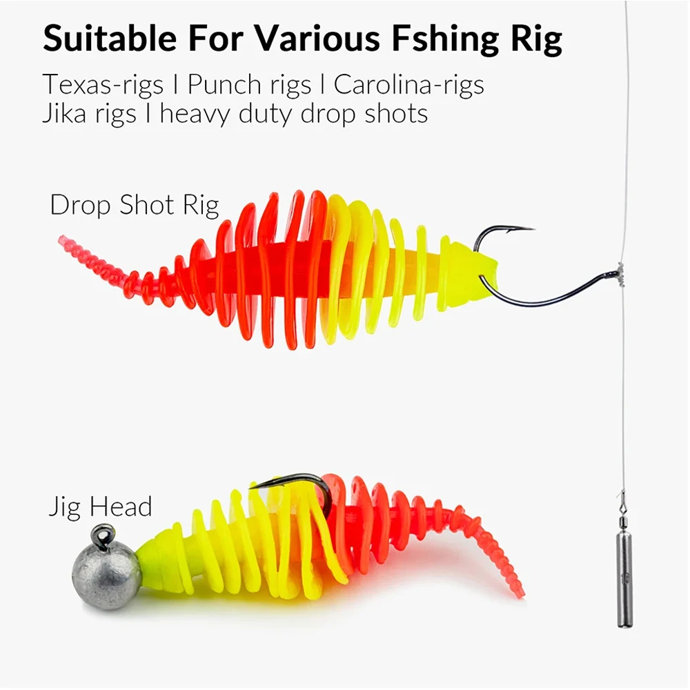 Señuelo de pesca de gusanos blandos, 5 uds., 50mm, señuelos blandos de silicona, Swimbaits, cebo Artificial de agua dulce para carpa, lubina, pesca de trucha - imagen 5