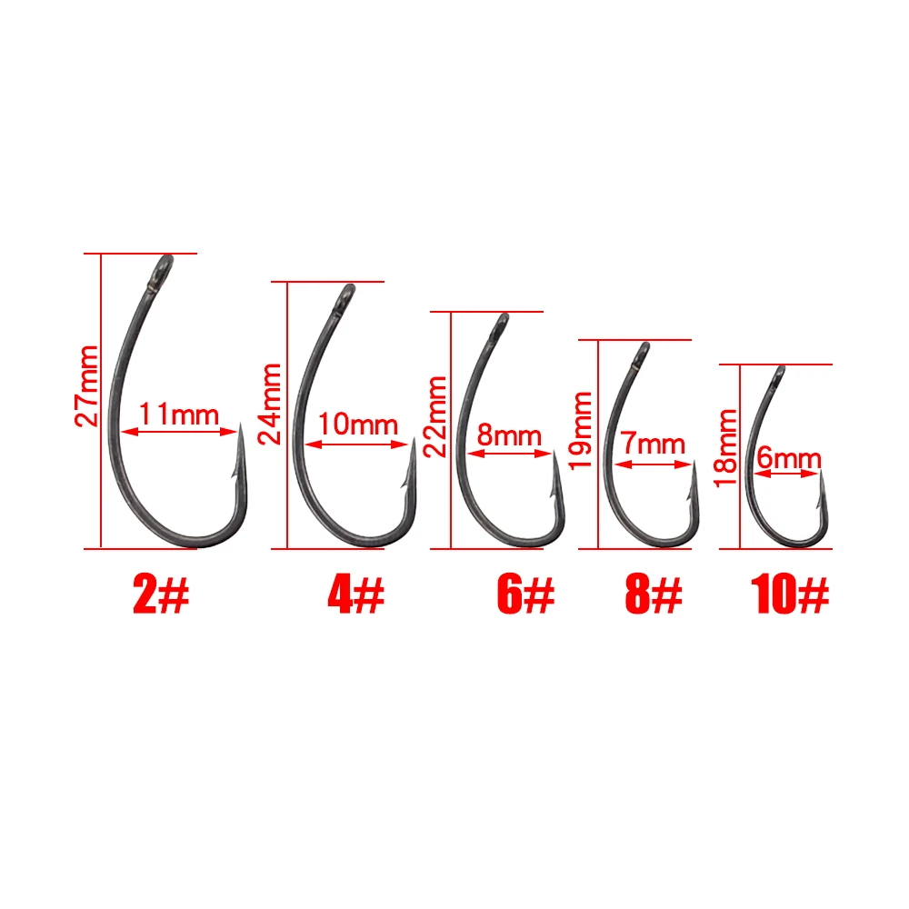 Hirisi 15x anzuelos de pesca de carpa con ojo Micro púa anzuelos de acero rico en carbono accesorios de pesca recubiertos de PTFE X915 - imagen 4