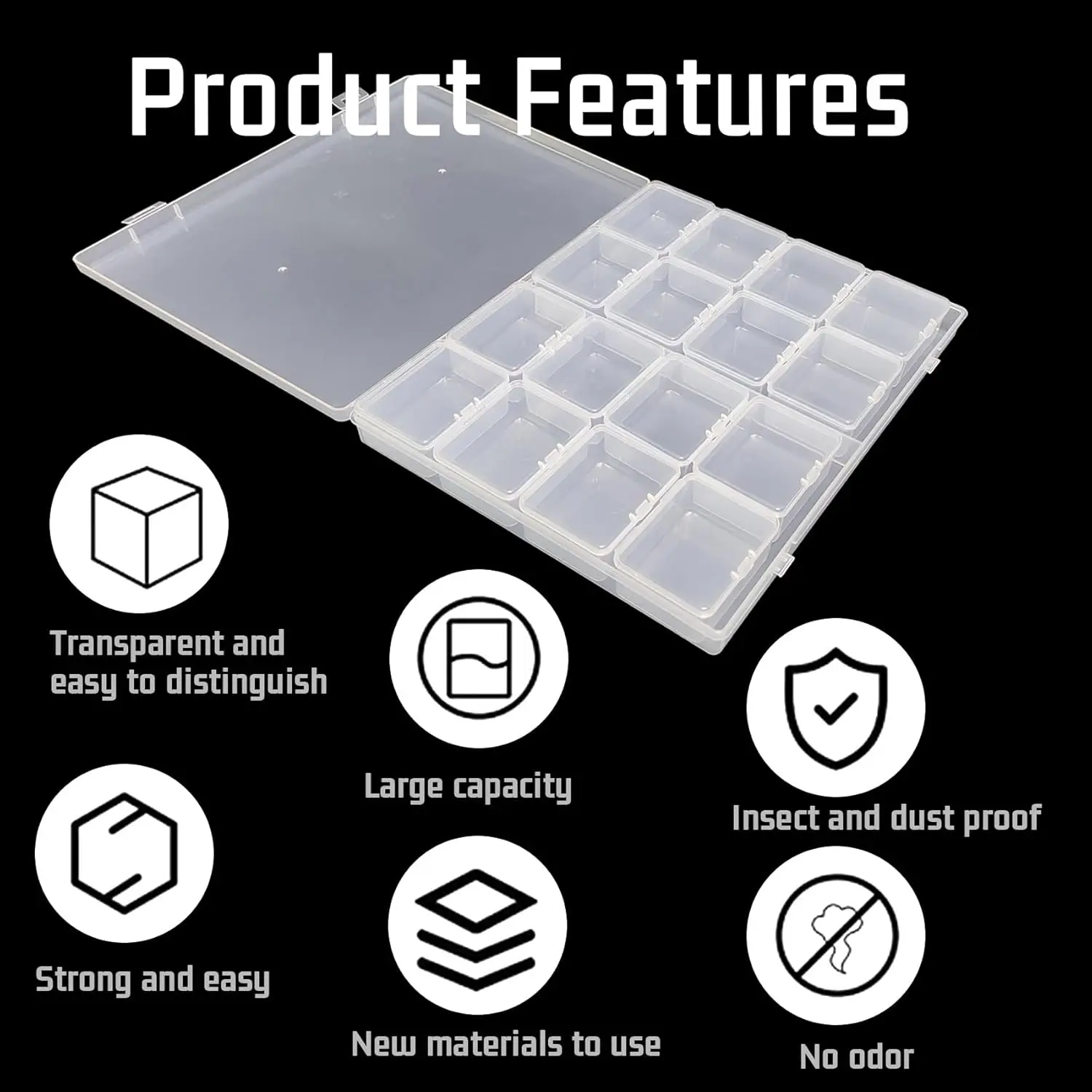 Aventik-caja organizadora de cuentas de plástico, almacenamiento de aparejos de pesca, gancho para atado de moscas, cuentas para moscas - imagen 3