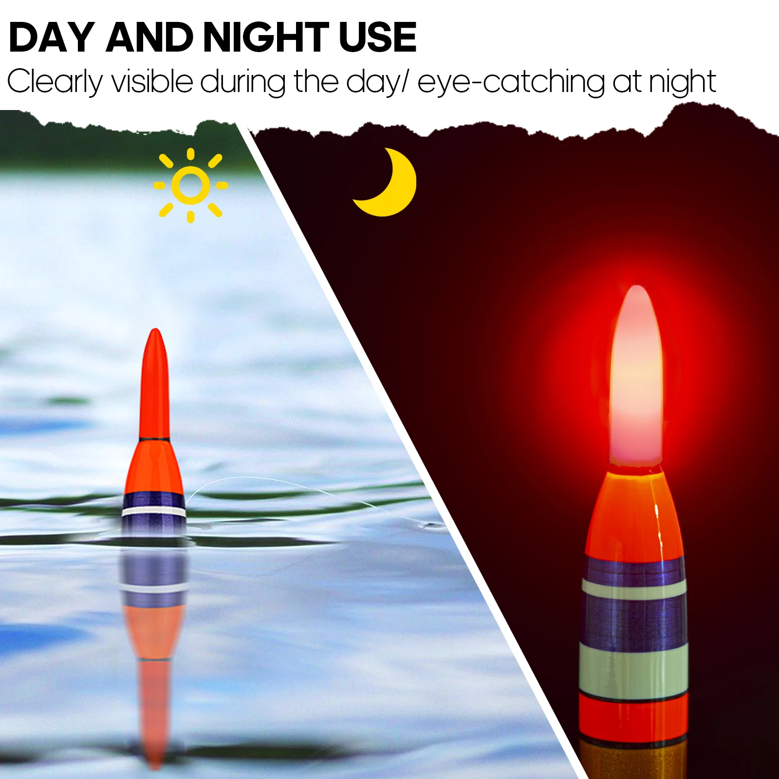 Flotadores Pesca Nocturna LED Boya Luminosa Plástico Roca - imagen 5