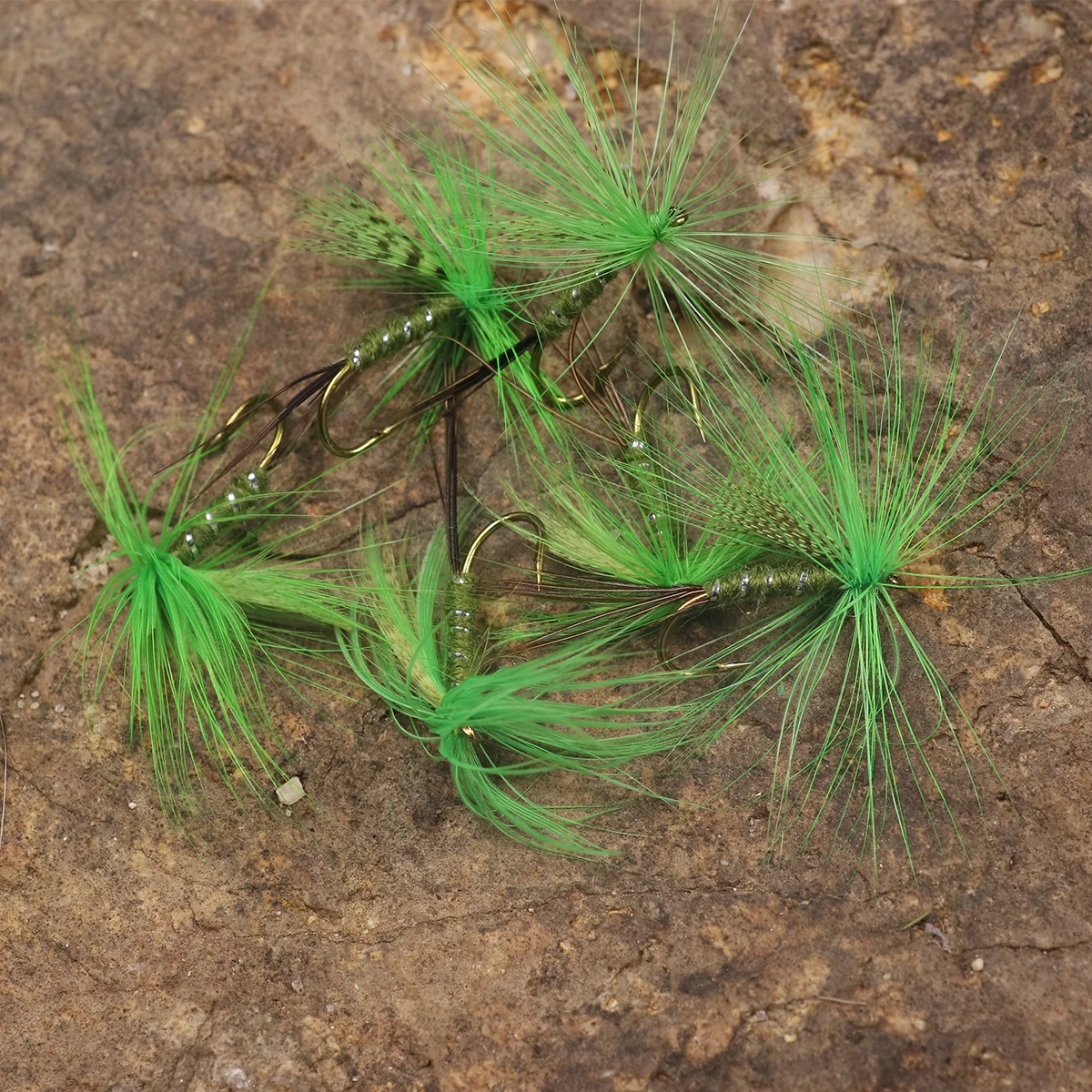 Wifreo 10 piezas 10 # cuerpo de canalé plateado Chartreuse verde Mayfly para pesca de trucha - imagen 5