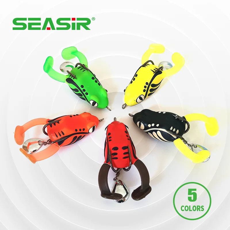 SeaSir Mini señuelo de pesca de rana suave de silicona, 4cm/8g, anzuelos dobles con púas, señuelos huecos para pesca de lubina y cabeza de serpiente - imagen 4