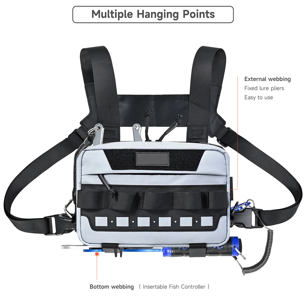 Bolsa de aparejo de pecho de pesca, mochila con señuelo Molle, chaleco frontal para el pecho, mochila de entrenamiento, bolsa de aparejo de pecho de pesca para senderismo y escalada - imagen 3
