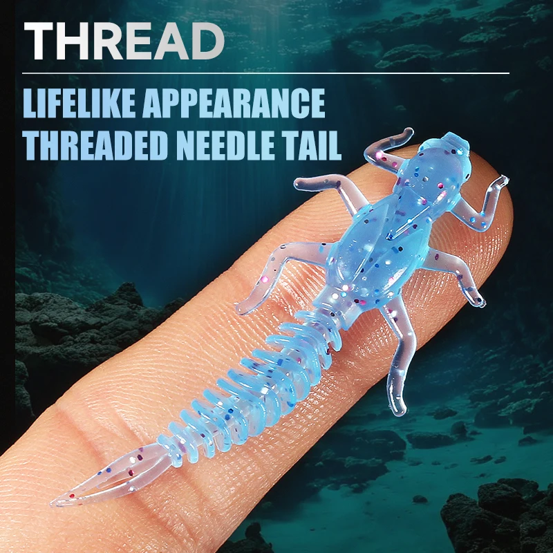 2019 nuevos señuelos blandos de alcance, señuelos de plástico blando, larva de 6cm/5cm, Swimbaits flotantes de agua dulce, cebo suave de silicona, gusano para pescar - imagen 5