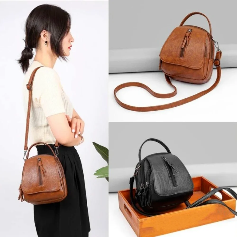 Bolso de hombro pequeño multifuncional de cuero PU suave para mujer, bolso cruzado Vintage para efectivo, bolso para teléfono móvil - imagen 3