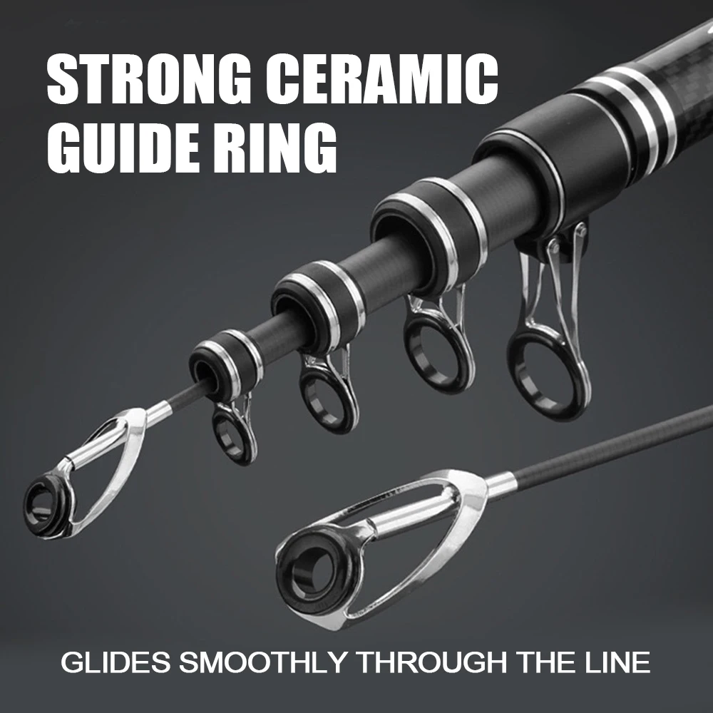 Caña de pescar telescópica de 3,0 M-4,5 M, caña de pescar giratoria portátil de carbono para barco, agua salada, agua dulce, surfcasting, caña de Baitcasting - imagen 3