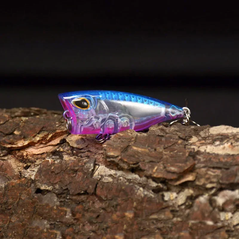 Nuevo 5 uds Mini Popper 3,5g 4cm juego de Señuelos de Pesca con caja cebos duros Wobblers señuelos aparejos de pesca de carpa de agua superior Artificial - imagen 2