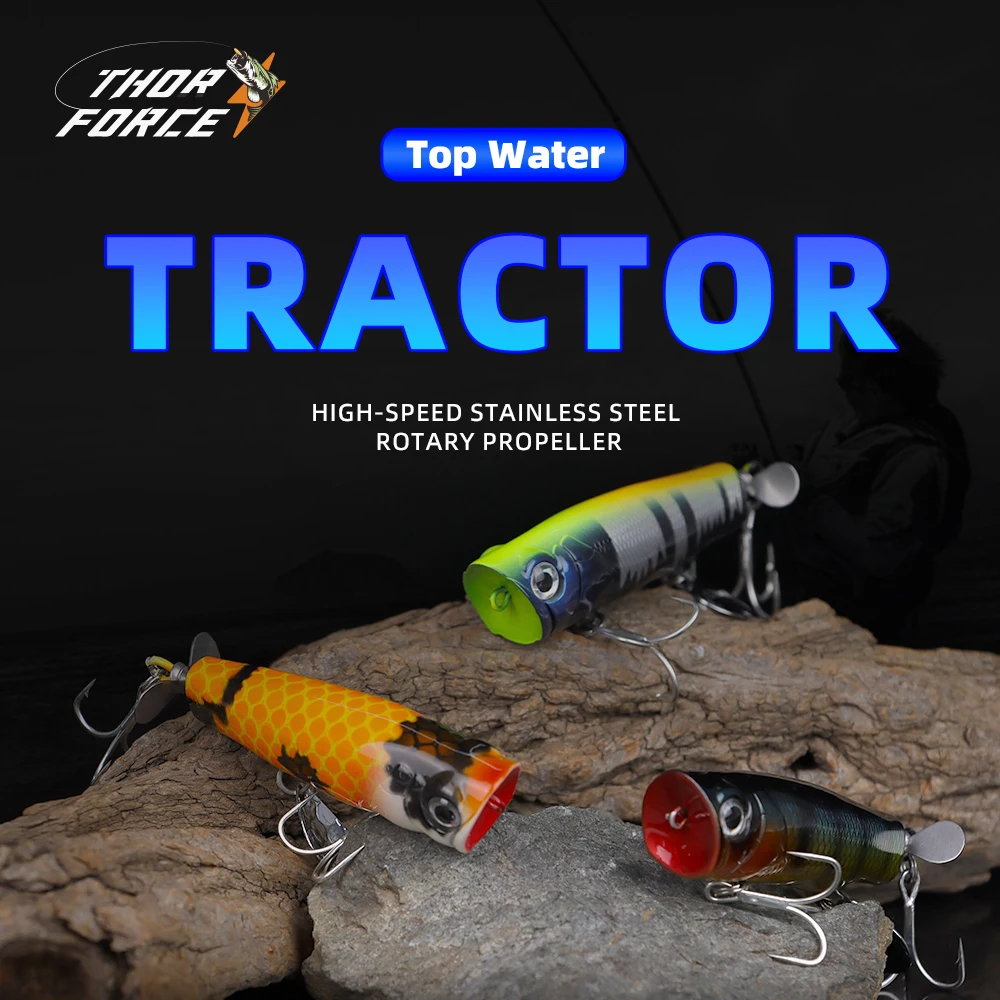 THORFORCE 70mm 14g Popper Wobbler cebo flotante Topwater cola giratoria señuelo Whopper señuelos de agua salada aparejos de Lucio Artificial - imagen 3