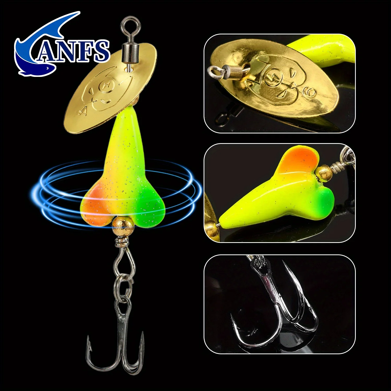 ANFS-señuelos giratorios de Metal biónico, aparejos de pesca de aleación de Zinc para trucha, Lucio, perca, salmón, lubina, regalo Ideal para pescador, 1 ud./5 uds. - imagen 5