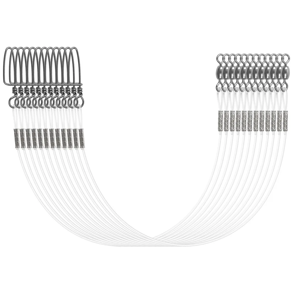 48 Uds. Línea de pesca de fluorocarbono líder de alambre 20lb ~ 50lb aparejo de pesca de carpa cebo duro anzuelos conector de pesca de cambio rápido