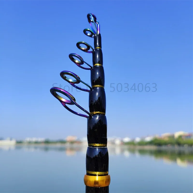 Mango de pesca de carbono retráctil portátil, mango recto, Base de dos ruedas, área de agua múltiple, transporte aplicable - imagen 3