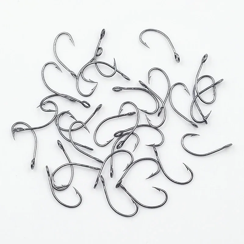 20 piezas de pesca de acero rico en carbono, anzuelo individual rojo para señuelo, cuchara, carpa, anzuelo afilado, anzuelo de pesca con anillo, anzuelos, aparejos de pesca - imagen 3