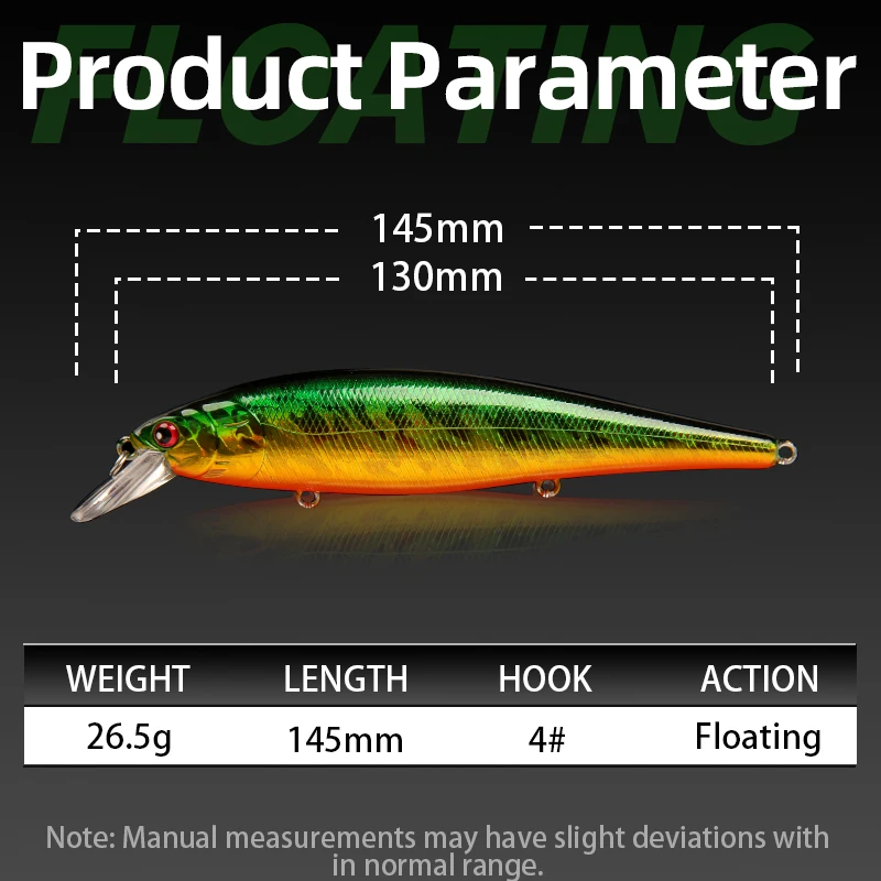 LETOYO 145mm 26,5g pececillo flotante wobbler señuelo de pesca de agua salada jerkbait minnow señuelo cebo duro Señuelos de pesca de mar para lubina - imagen 2