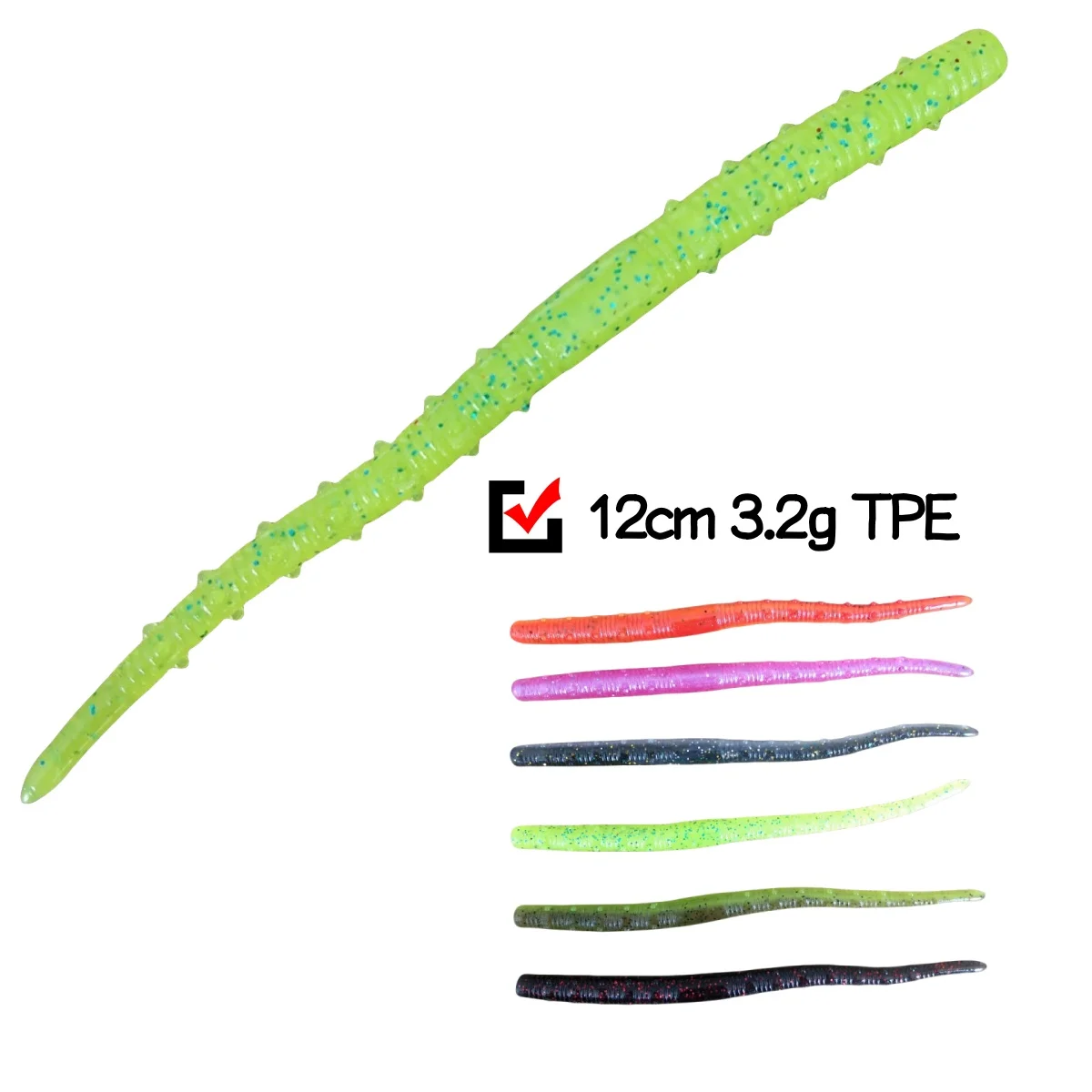 20 piezas 12cm 3,3g gusano suave señuelo TPE cebo de pesca flotante para lubina trucha señuelo cebo Artificial aparejos - imagen 4