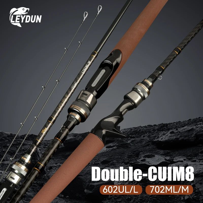 Caña de pescar ultraligera LEYDUN 1,8 m 2,1 m dos puntas caña de Jigging giratoria de acción rápida UL L M ML cañas alimentadoras de viaje de fundición de carbono
