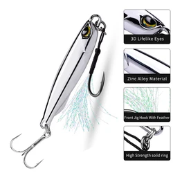 Señuelo de jigging plantilla cromada con pluma anzuelo frontal