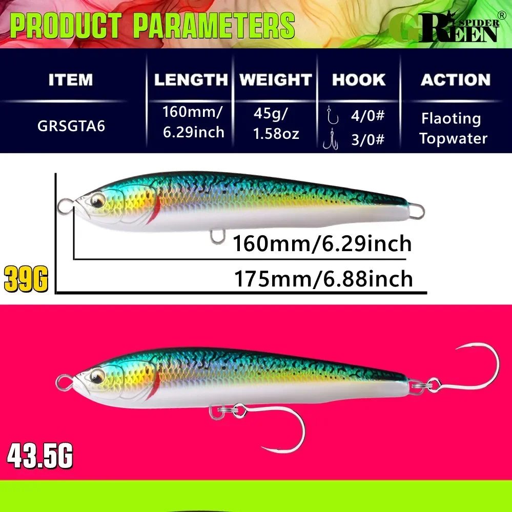 Señuelo Topwater Lápiz Greenspider para Atún - imagen 4