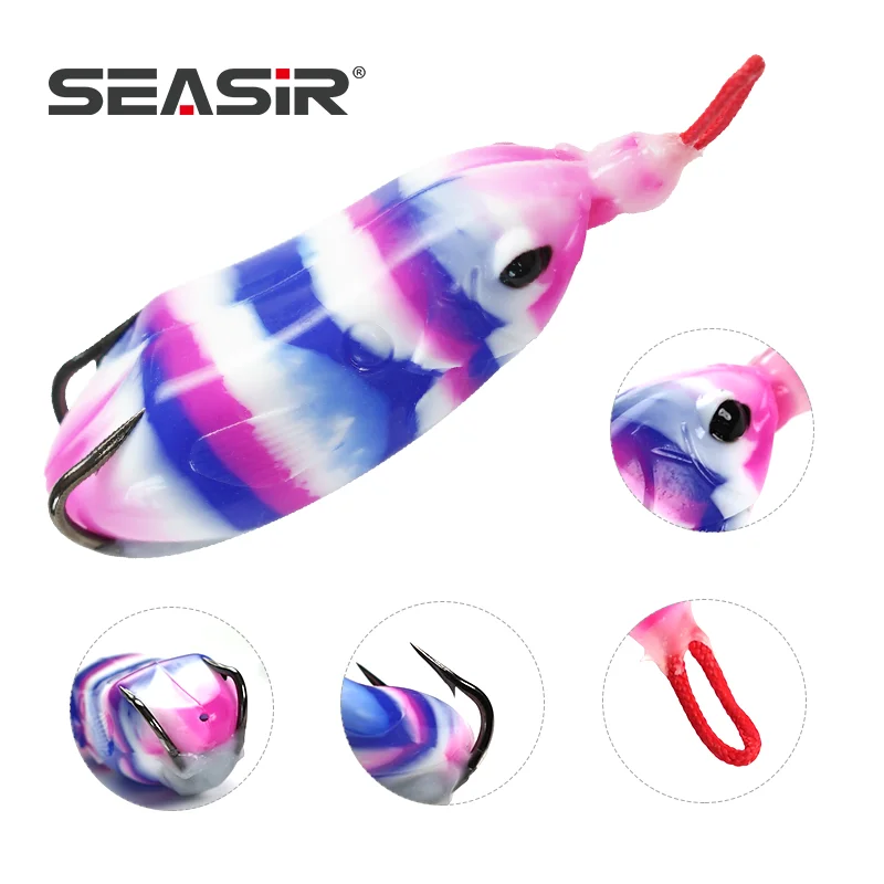 SEASIR Señuelo de pesca de rana suave de silicona, anzuelos dobles, cabeza de serpiente flotante, cebo Artificial, 7cm/17,5g - imagen 2