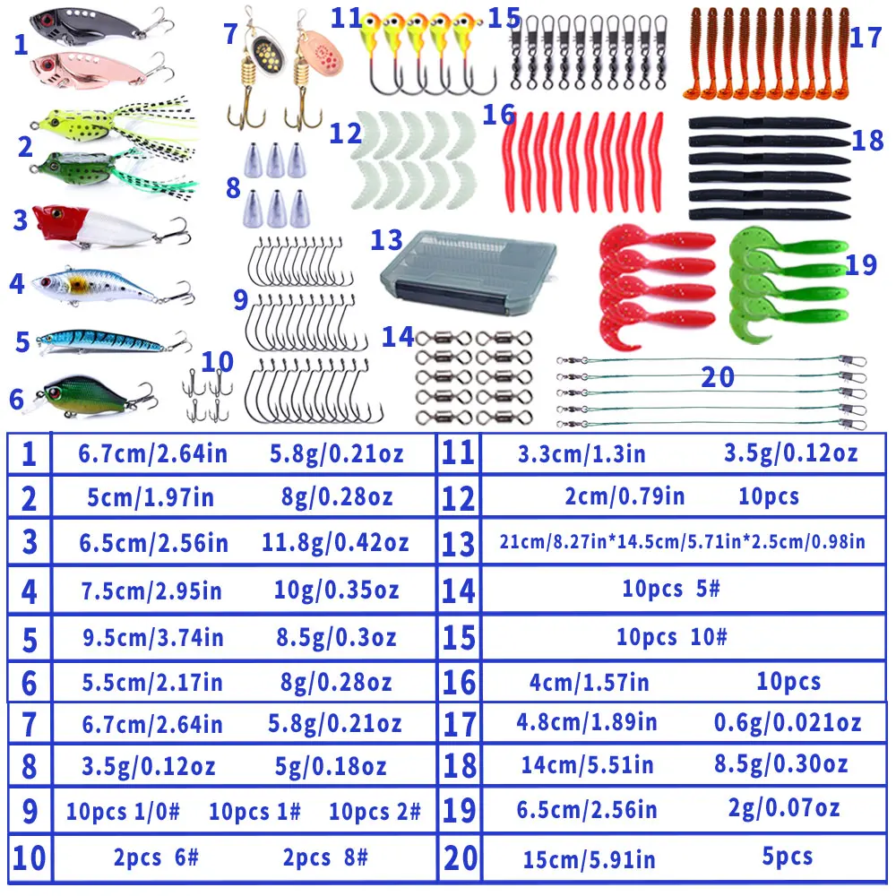 124 Uds. Conjunto de accesorios de señuelo de pesca minnow vib rana señuelos artificiales de pesca lubina trucha Lucio Wobbler aparejos de pesca Jerkbait - imagen 5