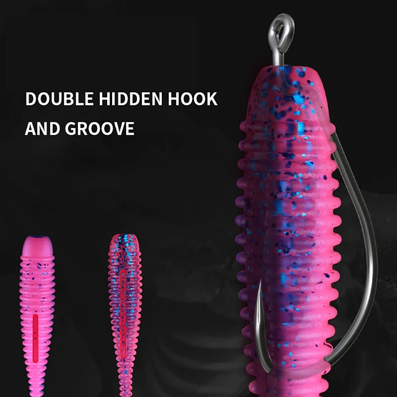 Cebo Artificial de gusano de alta calidad, cebo suave de cola ultraligera, de silicona, para Pesca de carpa y lubina, 20 piezas, 63mm - imagen 4