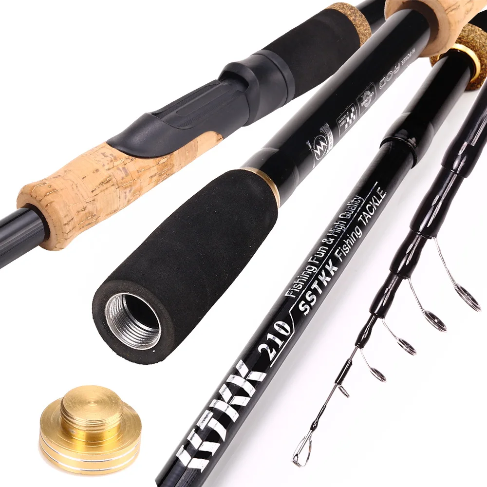 JOSBY-caña de pescar de fibra de carbono, caña de pescar telescópica portátil de bolsillo supercorta, 1,8 m, 2,1 m, 2,4 m, 1,6 m - imagen 3