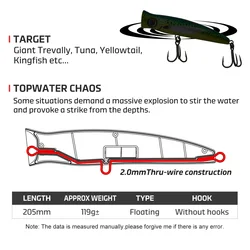 Señuelo Popper artesanal Noeby – Topwater flotante para gran juego