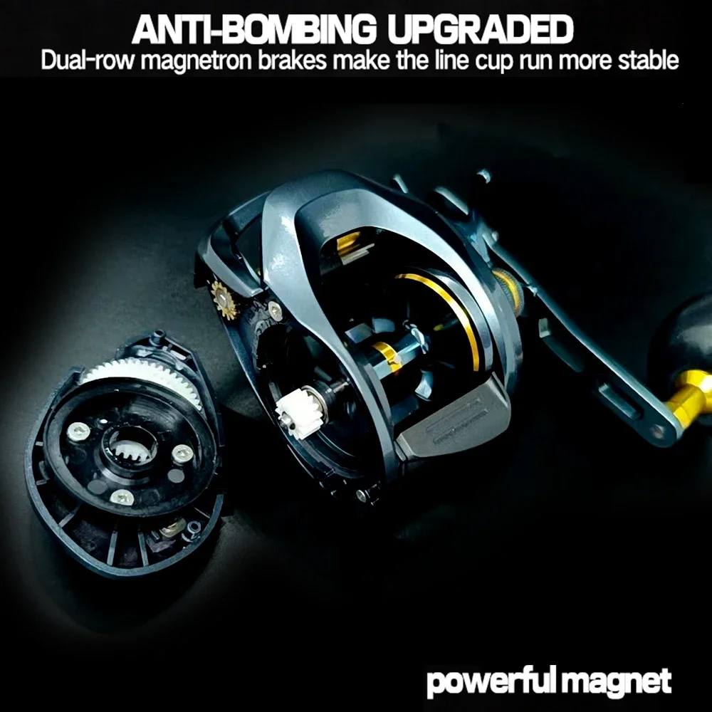 Carrete de carretes de pesca profesionales 6,4: 1, carretes de fundición larga Baitcast, cuerpo de carbono 8 + 1BB, 15KG de arrastre máximo, bobina de pesca JIG, freno magnético - imagen 5