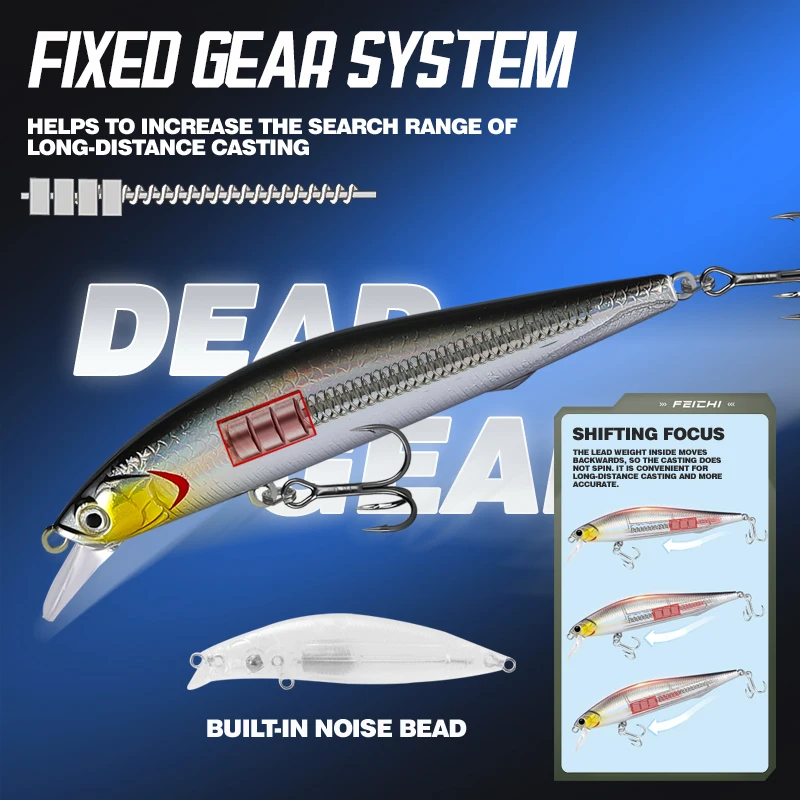 Señuelo de Pesca TAIYU de 10 cm y 9.5 g, Señuelo de Suspensión Tipo Minnow, Lanzamiento Largo, Retención de Mosca Muerta, Cebo para Pesca de Lubina Blanca - imagen 3