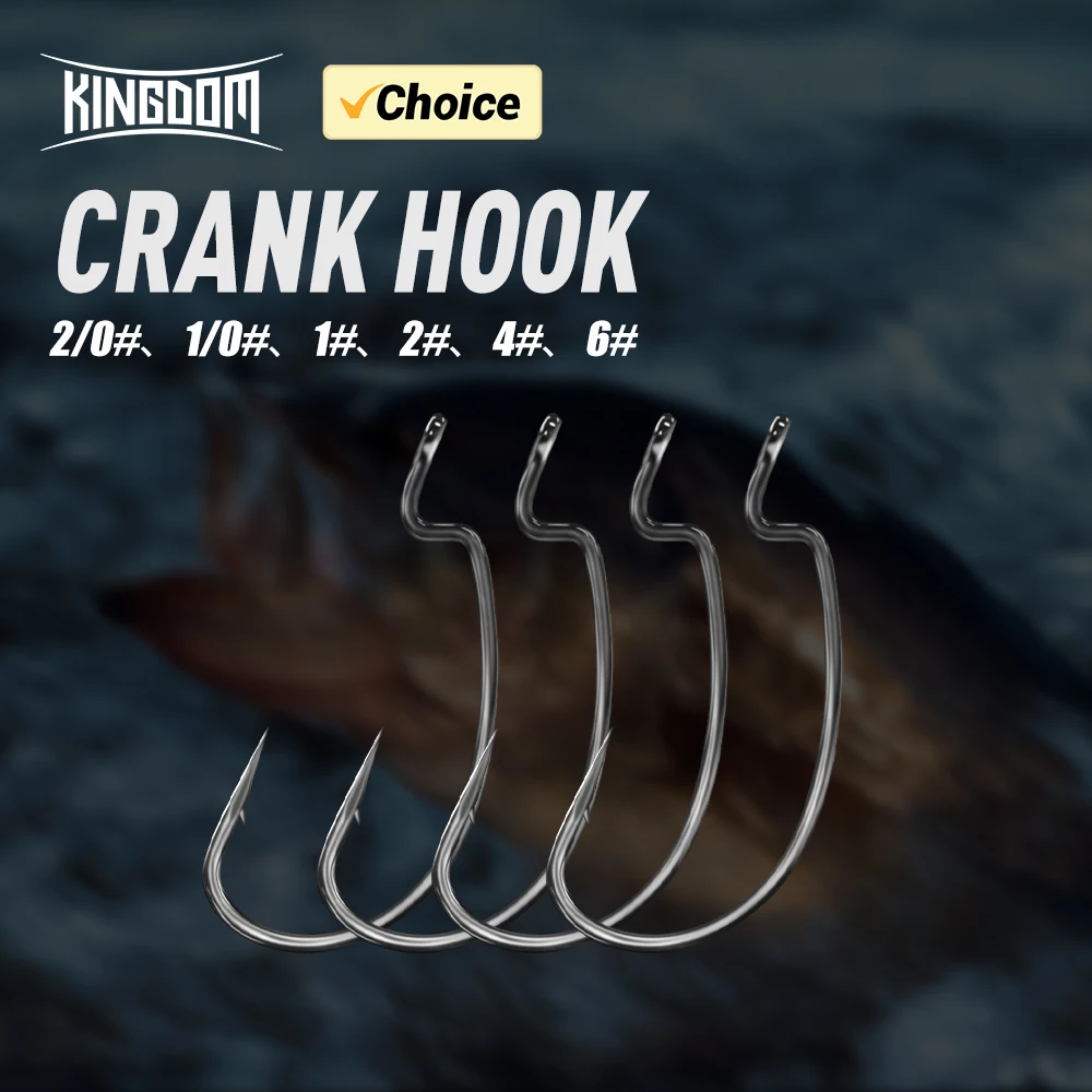 Kingdom 16 Uds. Anzuelos de pesca de acero rico en carbono, anzuelos anchos súper cerradados, anzuelo de señuelo de gusano suave afilado, accesorios de aparejos de pesca