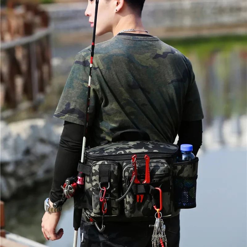 Bolsas multifuncionales para aparejos de pesca, bolsa de almacenamiento de señuelos, bolso de hombro individual, riñonera, mochila de almacenamiento al aire libre para peces, bolsa de pesca - imagen 3