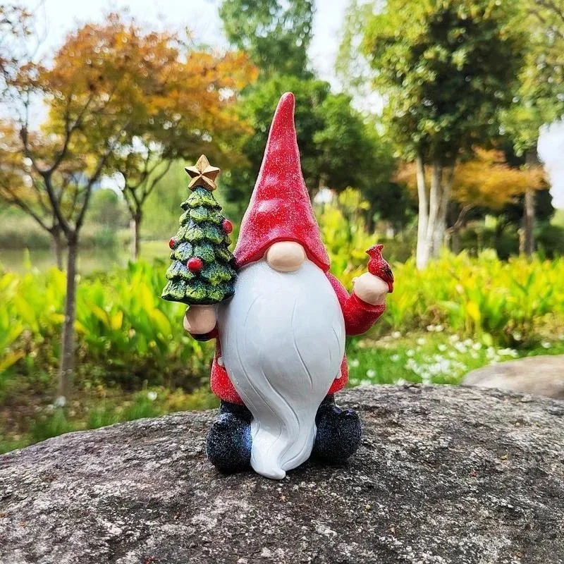 Estatua de Papá Noel, artesanía de resina navideña, decoración del hogar, Gnomo, adornos para árbol de Navidad, decoración de micropaisaje para jardín - imagen 2