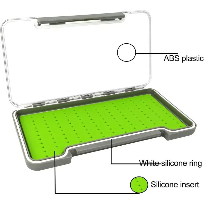 Aventik-caja impermeable para moscas, caja de almacenamiento para moscas, almohadilla de silicona, caja de pesca portátil transparente - imagen 4