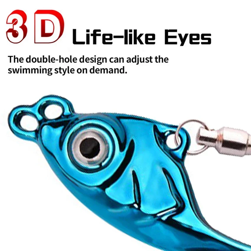 Señuelo giratorio de Metal de 7g, 10g, 15g, 20g, cola VIB, cuchara de cebo larga fundida para lubina, trucha, Lucio, agua dulce, agua salada, Señuelos de pesca de invierno - imagen 5