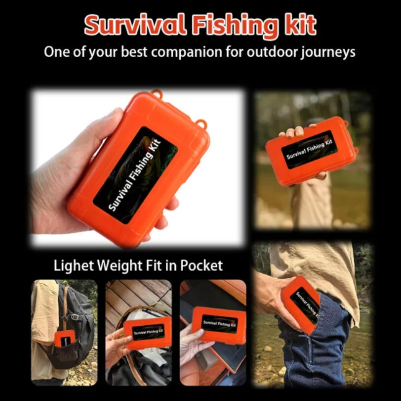 JSFUN-Kit de pesca con señuelo de emergencia, juego de aparejos de pesca todo en uno con tijeras de línea, anzuelos flotadores, pesca duradera portátil, 90 Uds. - imagen 4