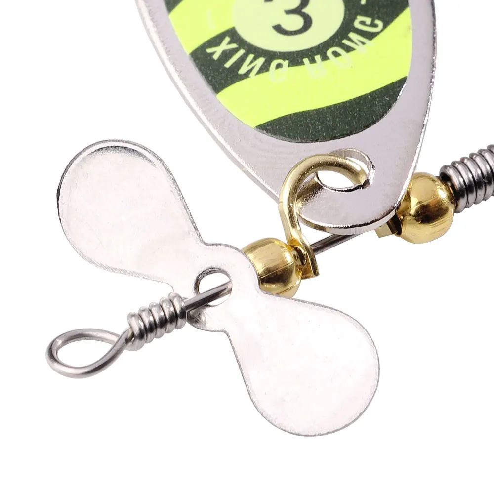 1 ud./5 uds cebo giratorio 10,8g señuelos de cuchara dura señuelo de pesca de Metal con anzuelos triples de plumas para Lucio Muskie Walleye Zander pesca - imagen 5