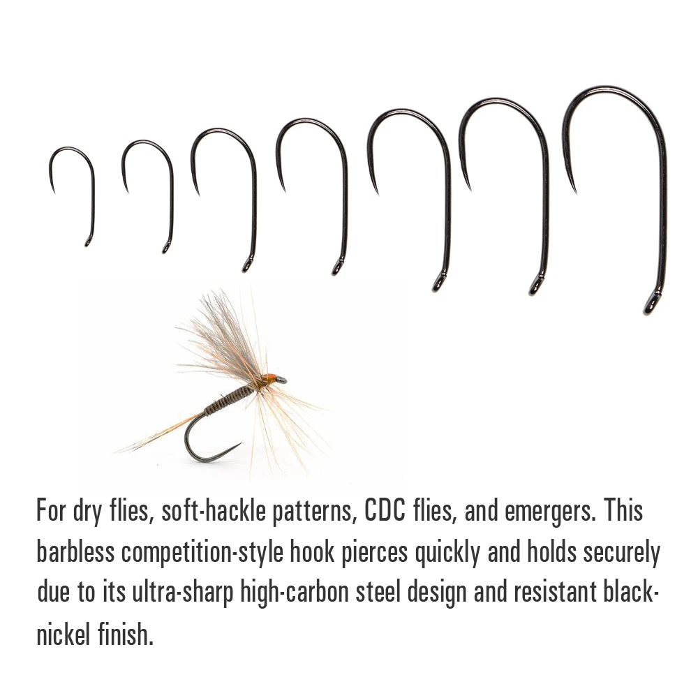 ICERIO-anzuelo de pesca con mosca seca, anzuelo de pesca forjado, Ojo de abajo, sin púas, CDC Mayfly Emerger, 100 Uds.