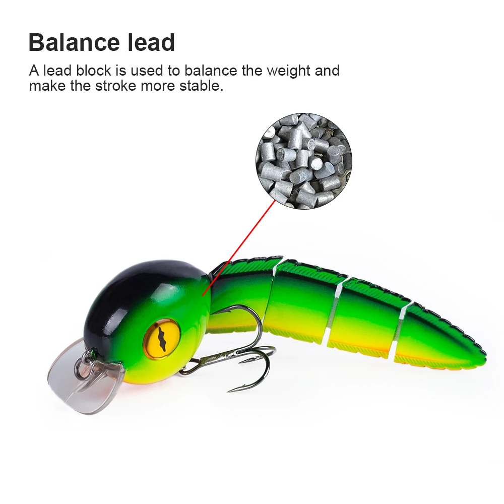 Tadpole-Cebo flotante de 6 pulgadas y 37g, Señuelos de Pesca multiarticulados, Swimbait, Wobbler, cebo de plástico duro, Minnow, trucha, aparejos de Lucio - imagen 4