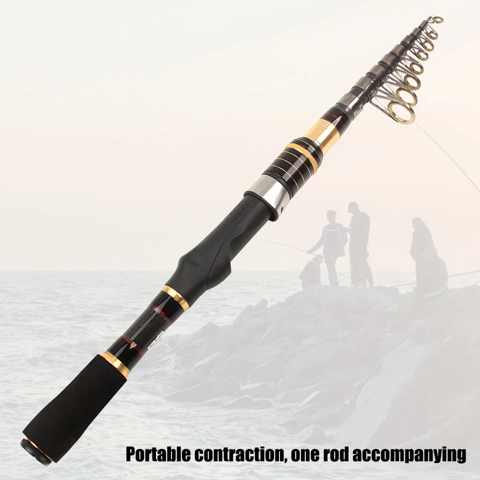 Caña de pescar telescópica de fibra de carbono, agua salada, agua dulce, Universal, ligera, potente, aparejos de pesca con caña giratoria de viaje. - imagen 5