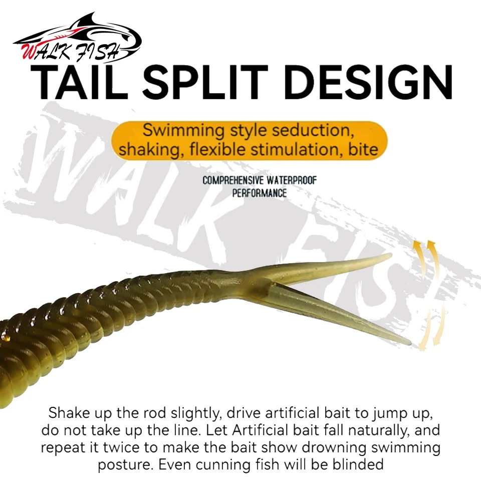 WALK FISH-SEÑUELOS blandos de pesca de 10 piezas, cebo de silicona, 6,5 cm, 1,5g, Swimbait, Wobblers, cebos artificiales para pesca de lubina - imagen 4