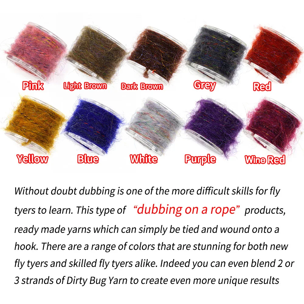 Bimoo hilo de haya de varios colores, hilo de insectos sucios, atado de moscas, cordón de doblaje moteado para camarones, Baetis, Caddis, ninfas, Streamer, Baitfish - imagen 4