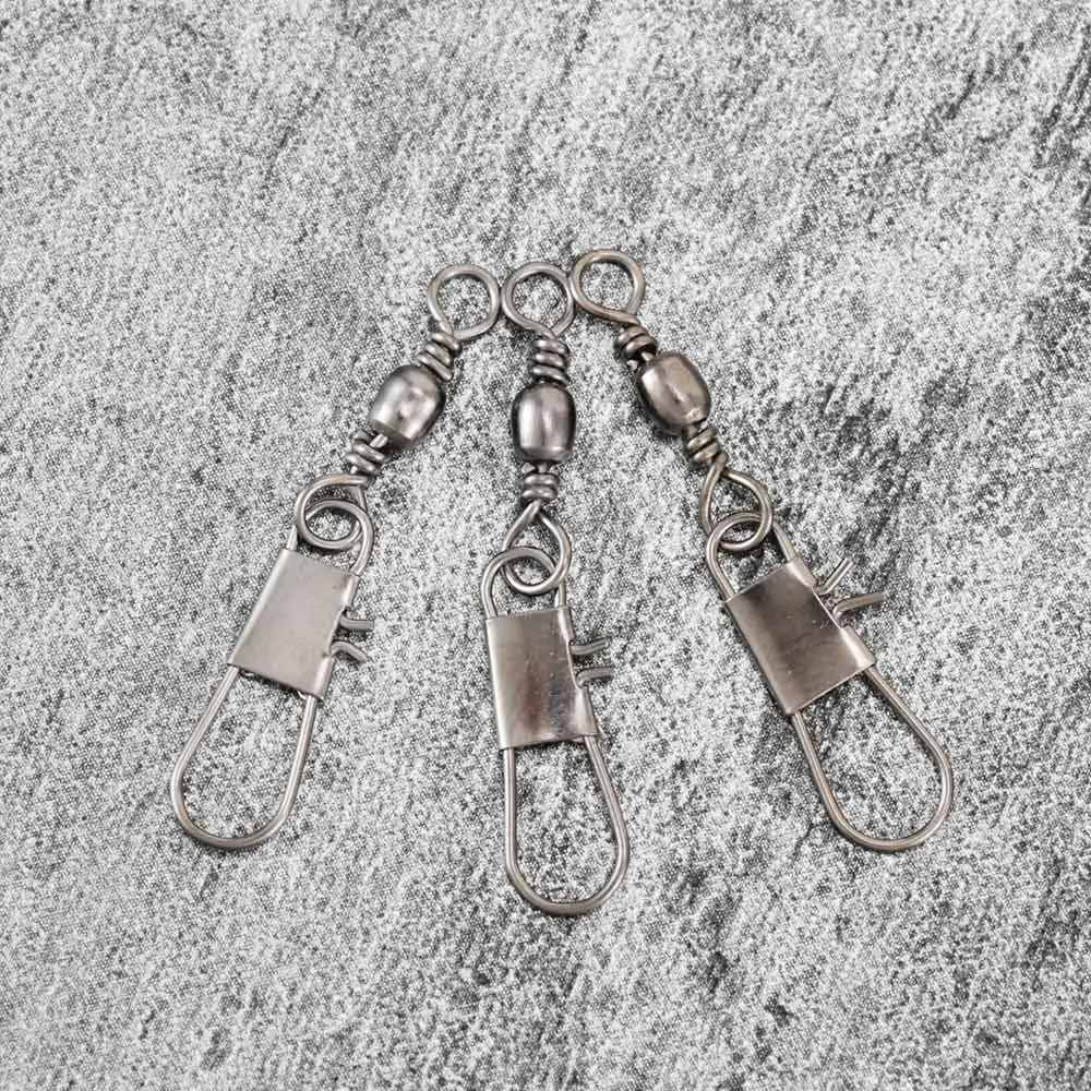 100 unids/lote accesorios para aparejos de pesca conector de pesca de 30mm con bloqueo bola de presión barril giratorio enlace de Pin anillos sólidos - imagen 4