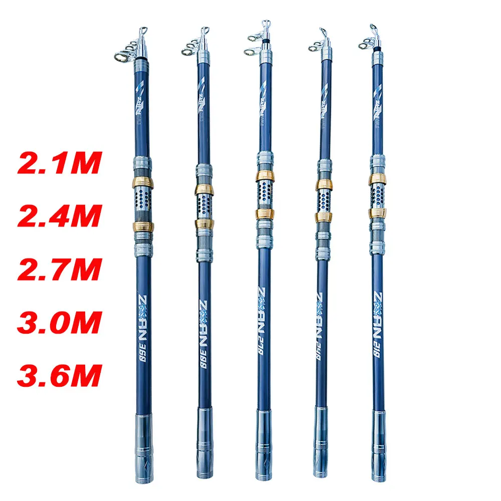 Cañas de pescar telescópicas súper duras, 2,1 M, 2,4 M, 2,7 M, 3,0 M, 3,6 M, cañas de pescar ultraligeras para carpa, caña alimentadora, aparejos de pesca con caña giratoria - imagen 5