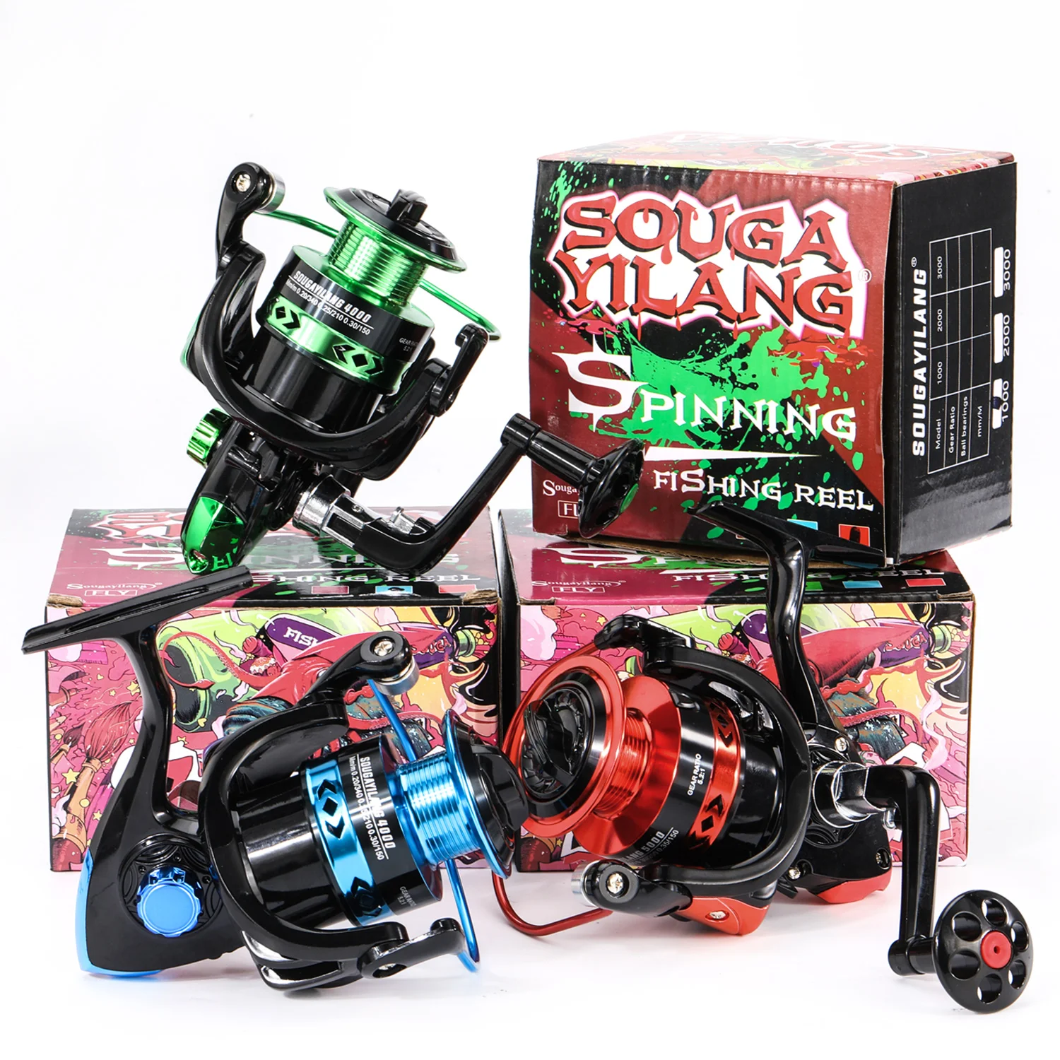 Carrete de pesca giratorio Sougayilang 5,2: 1 relación de engranaje 1000-5000 arrastre máximo 8kg carrete giratorio pesca de agua dulce para herramienta de pesca de lubina - imagen 2